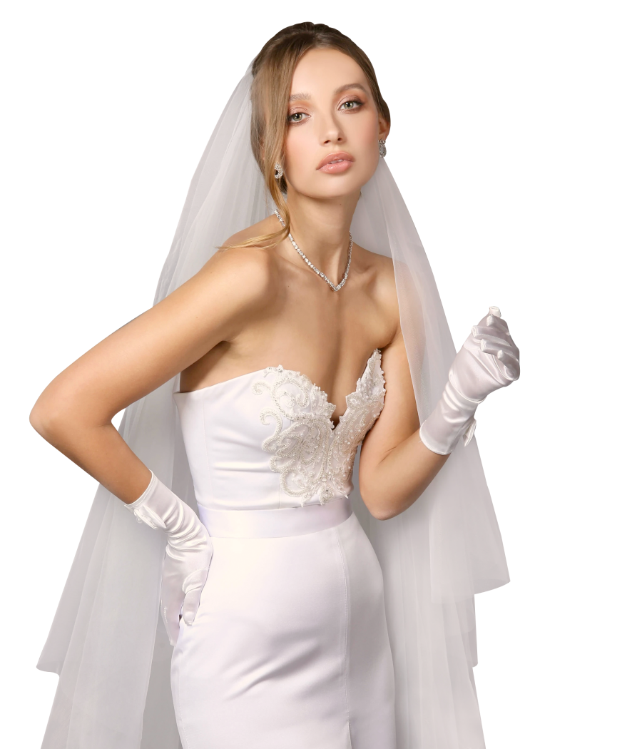 Wedding dress with a corset and fitted skirt